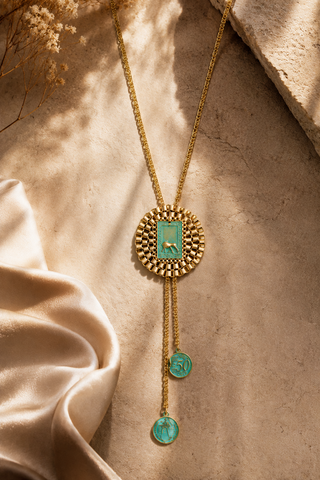 Teal Tassel Necklace