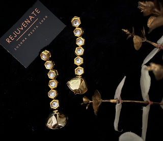 Long Shoulder Length Kundan Ghungroo Earrings (RJE1356) image 2