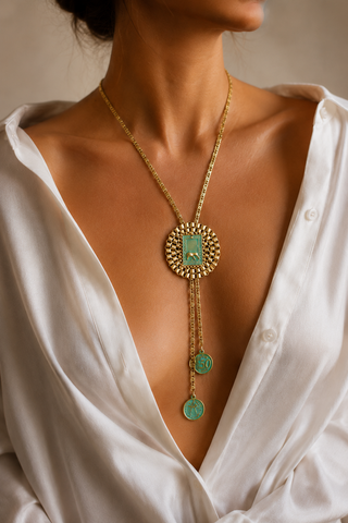 Teal Tassel Necklace