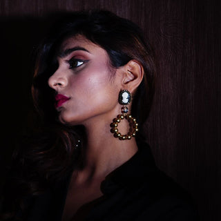 GOLDEN PEARL VICTORIA EARRINGS (RJE1201) image 2