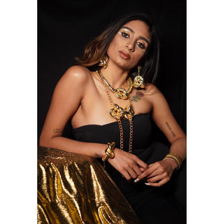 Single Knot Golden Metallic Necklace (RJN2202) image 0