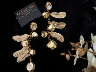 Cascading Ghunghroo & Leaf Kundan Earrings (RJE1357) image 2