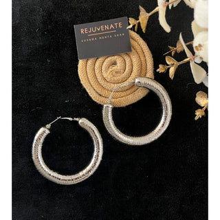 SILVER METALLIC HOOPS (RJE1322) image 2