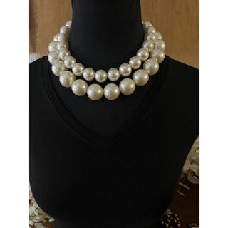 Double Pearl Statement Necklace (RJN2195)