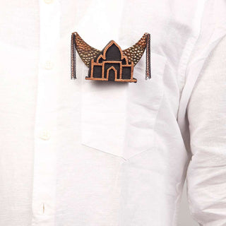 TAJ MAHAL AND MOON BROOCH (RJBR29) image 1