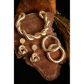 Golden Metallic Twisted Necklace (RJN2062) image 1