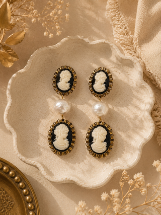 Bridgerton Duo Gold Cameo Earrings