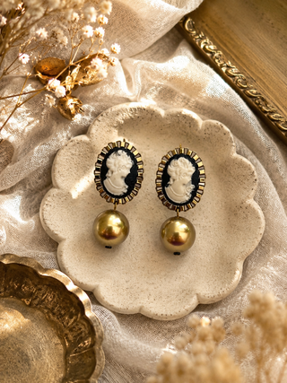 Victorian Gold  Cameo Earrings