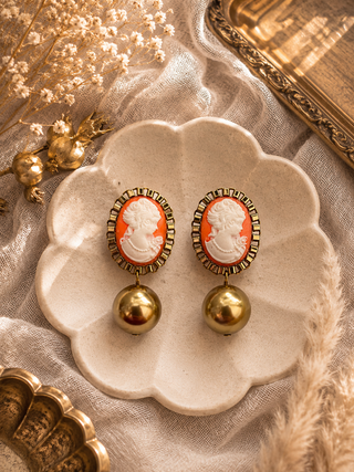 Victorian Gold  Cameo Earrings