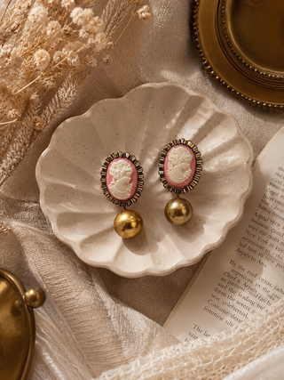 Victorian Gold  Cameo Earrings