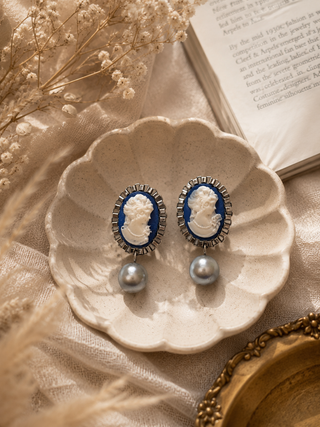 Victorian Silver Cameo Earrings