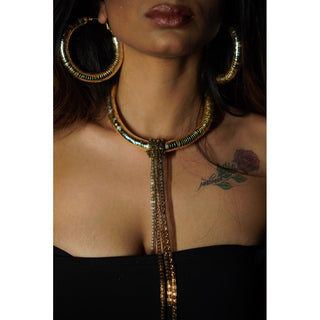 Golden Metal Choker with Hanging Chains (RJN2061)