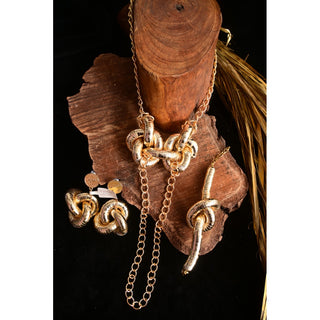 Golden Chain Knot Necklace (RJN2064)