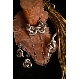 Silver Chain Knot Necklace (RJN2179)