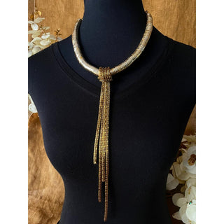 Golden Metal Choker with Hanging Chains (RJN2061)