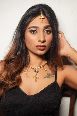 Cross And Kundan Modern Dulhan Choker (RJN2198)