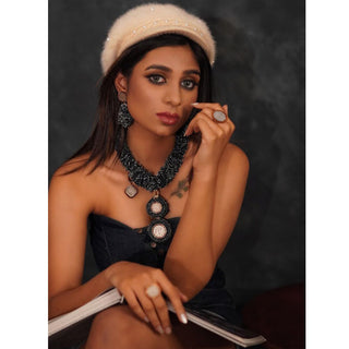 "50"Paisa Denim Necklace (RJN1441)