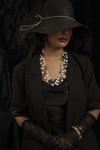 Pearl And Crystal Layered Necklace (RJN1525)