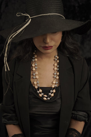 Peach Drop Layered Necklace (RJN1527)