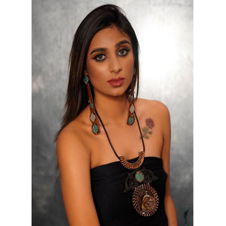 Copper Rose On Wood - Necklace (RJN1665)