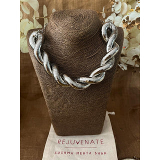 Silver Metallic Twisted Choker (RJN2178)