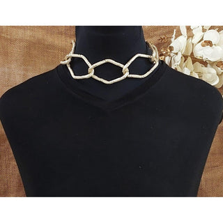 Ivory Hexa Link Choker Necklace (RJN2185)