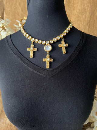 Cross And Kundan Modern Dulhan Choker (RJN2198)