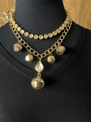 2 Layered Kundan And Chains Modern Dulhan Choker (RJN2199)