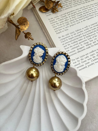 Victorian Gold  Cameo Earrings
