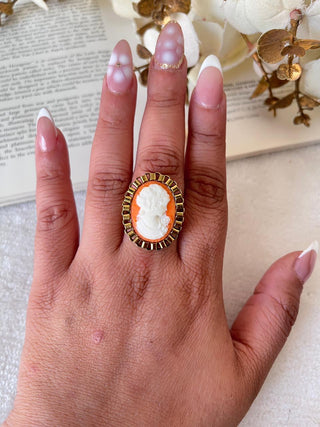 Golden Cameo Drama Ring