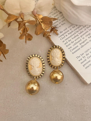 Victorian Gold  Cameo Earrings