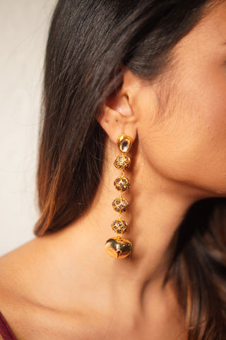Cascading Black Diamond and Ghunghroo Earrings (RJE1349) image 0
