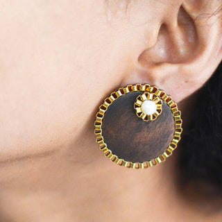 BROWN ROUND STUDS (RJE656) image 1