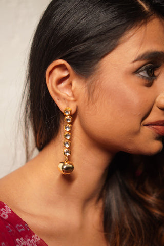 Long Shoulder Length Kundan Ghungroo Earrings (RJE1356) image 1
