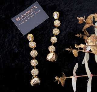 Cascading White Diamond and Ghunghroo Earrings (RJE1350) image 2