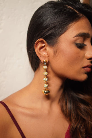 Cascading White Diamond and Ghunghroo Earrings (RJE1350) image 0