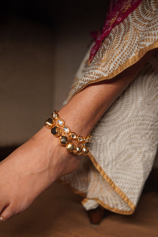 Kundan And Ghungroo Bracelet Cum Anklet (RJMAL37)