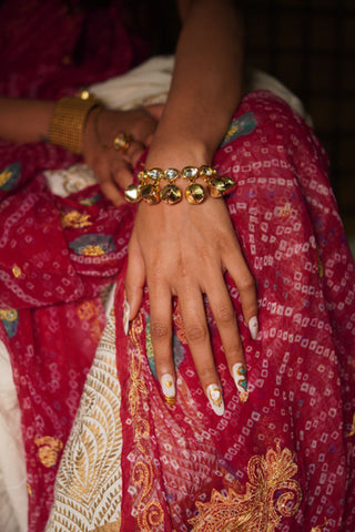 Kundan And Ghungroo Bracelet Cum Anklet (RJMAL37)