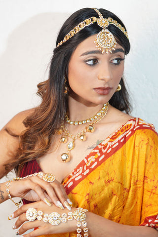 2 Layered Kundan And Chains Modern Dulhan Choker (RJN2199)