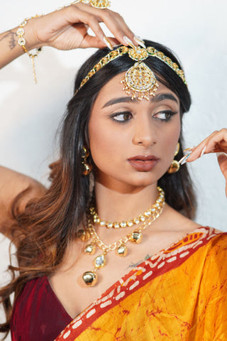 2 Layered Kundan And Chains Modern Dulhan Choker (RJN2199)