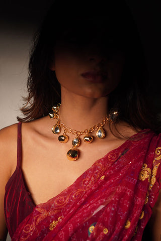 Single Layered Kundan And Chains Modern Dulhan Choker (RJN2200)